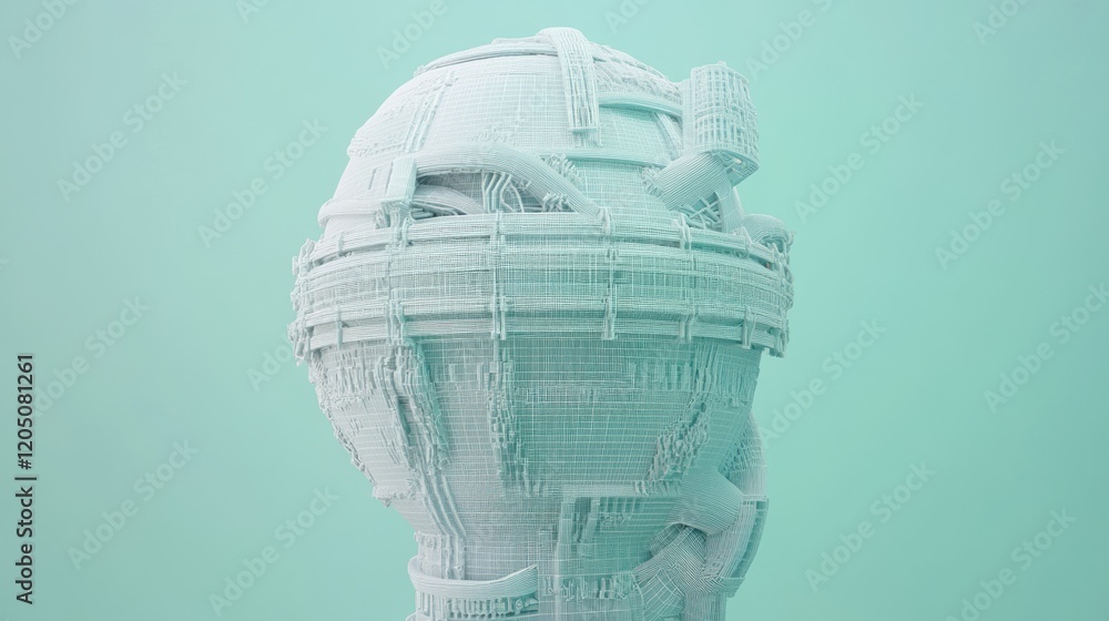 Poster abstract wireframe structure egg shaped design