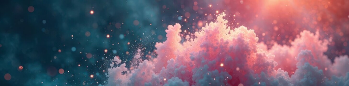 Tiny speck of dust suddenly disintegrates into fluffy cloud, soft cloud, dust