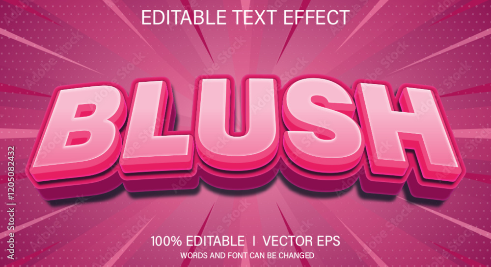 Poster blush vector text effect with modern style design