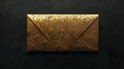 A sleek golden envelope with delicate patterns on a deep black surface evoking an aura of refinement and exclusivity