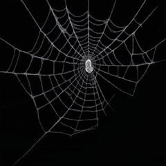 Obraz premium Elegant Spider Web with Focus on White Central Design Against Black