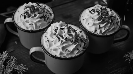 Coffee with whipped cream and chocolate sprinkles
