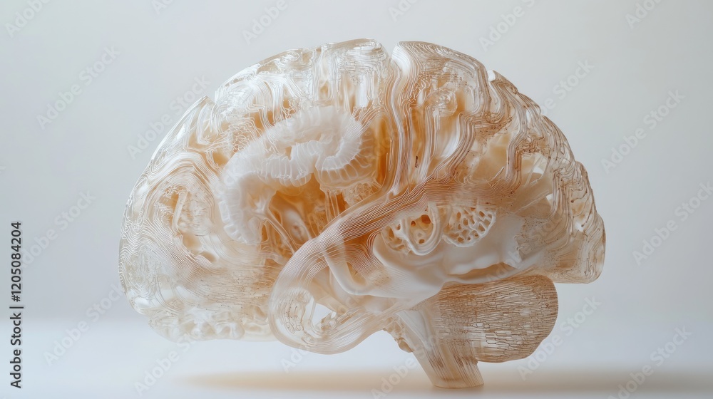 Poster translucent brain model artistic rendering