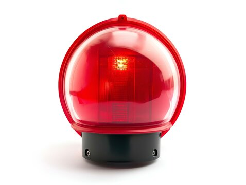 red round spotlight isolated on white background bright intense light. emergency light