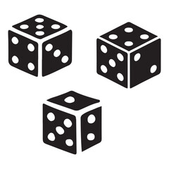Three Dice Silhouette Illustration for Game Design