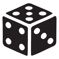 Single Dice Silhouette Vector Illustration for Games