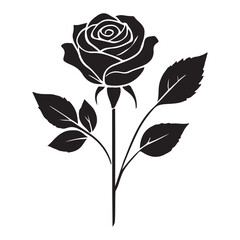 Elegant Black Silhouette Rose Illustration