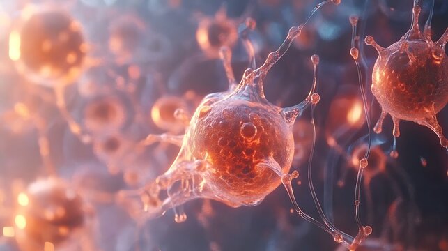 Close-up of a Virus with Spikes and a Glowing Core