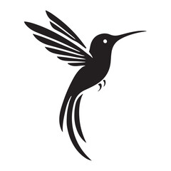 Hummingbird Silhouette Illustration in Flight