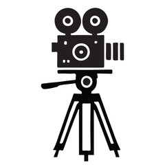 Vintage Film Camera on Tripod Illustration for Movie Making Business