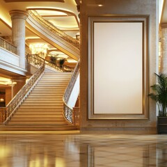 Poster frame display in a high-end hotel setting with warm ambient decor.