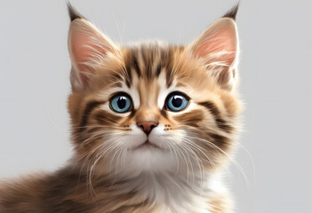 Obraz premium Smiling baby cat isolated on white background cutout. Template for artwork design.