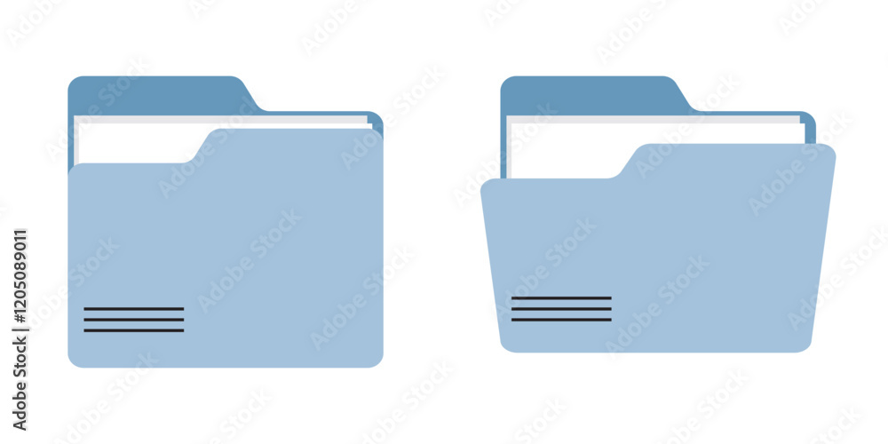 Poster different folder icon set, opened and closed folders collection. computer folder . 1176