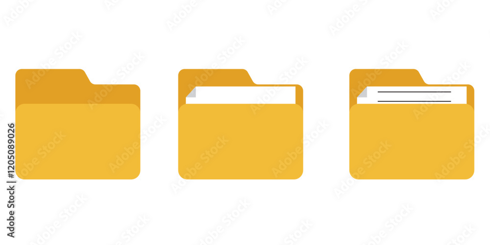 Poster different folder icon set, opened and closed folders collection. computer folder . 1176