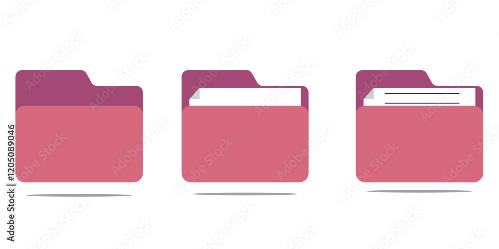 Poster file folder icon set. document vector sign. folders icon collection on transparent background.