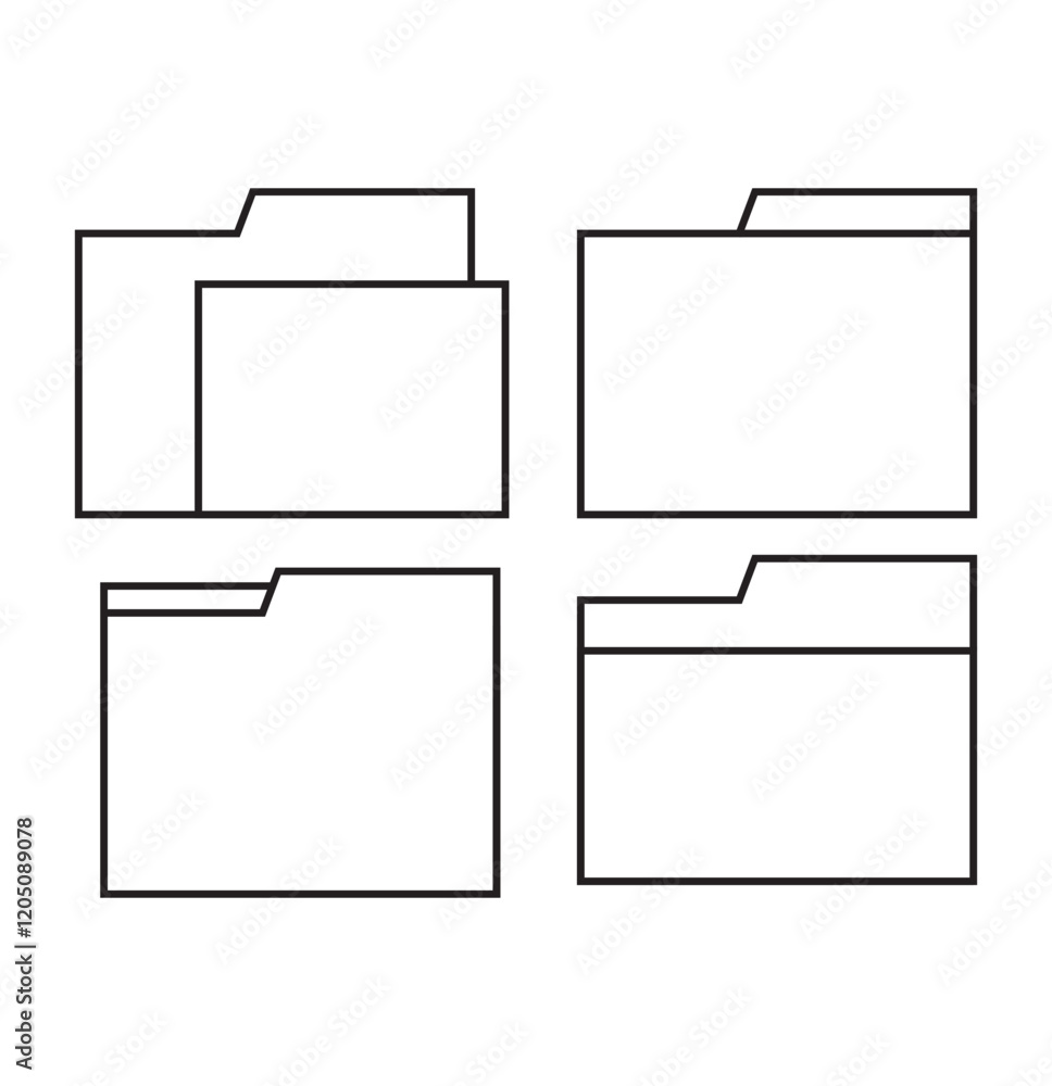 Poster file folder icon set. document vector sign. folders icon collection on transparent background.