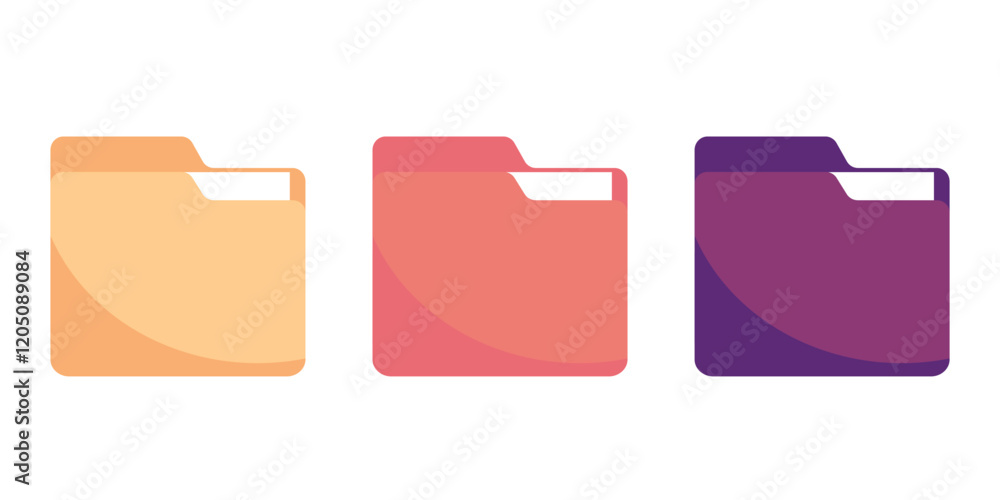 Poster file folder icon set. document vector sign. folders icon collection on transparent background.