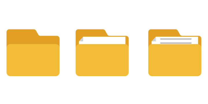  Different folder icon set, opened and closed folders collection. Computer folder . 1176