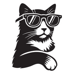 Cool Cat Wearing Sunglasses Silhouette Illustration