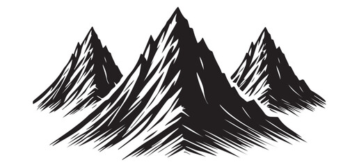 Three Mountain Peaks Silhouette Landscape Vector Art
