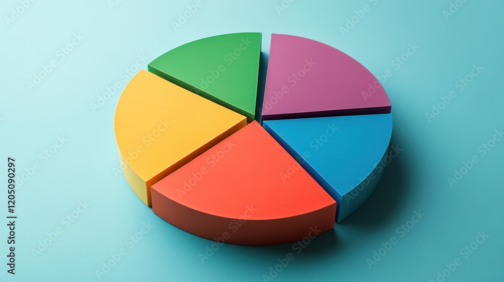 Poster colorful five section circle chart data representation