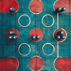 Overhead View of a Carrom Board Game in Progress