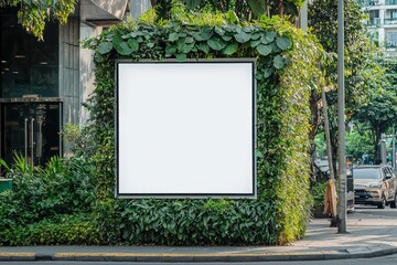 Digital signage blank staged cleanly in a dynamic tech event with futuristic designs.