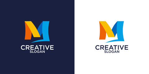 Letter M Mosaic Colorful Multicolor Geometric Geometry Modern Monogram Vector Logo Design
