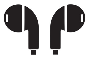 Pair of Earbud Headphones Silhouette Illustration