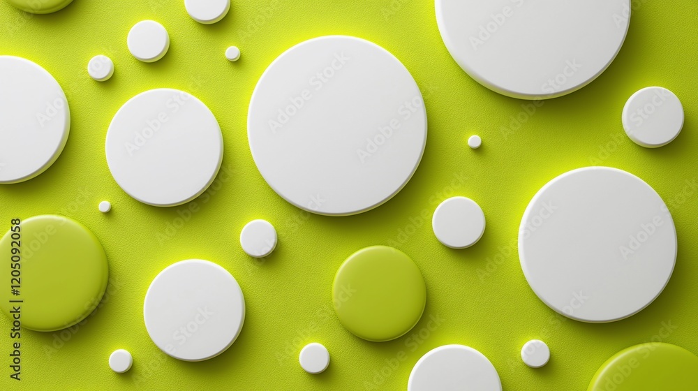Poster abstract background with white and green circles.