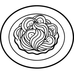 Stylized Spaghetti Vector Design Outline