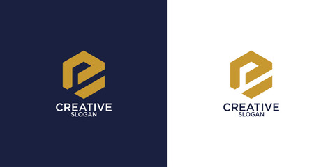 Modern and strong letter E initials logo design
