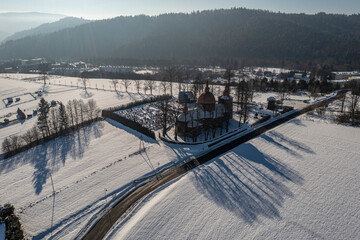 Cerkiew św. Dymitra w Złockiem, Beskid Sądecki, Zima © Maciej G. Szling