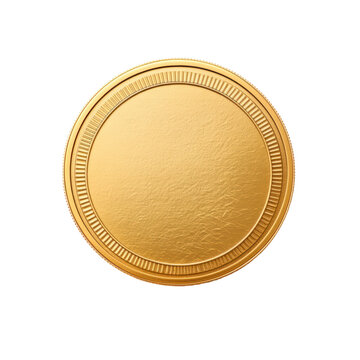 shiny gold coin with detailed texture and engravings, perfect for various uses