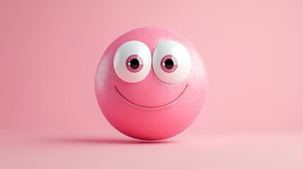 A sorb with funny cartoon eyes and a quirky smile on a light pink background