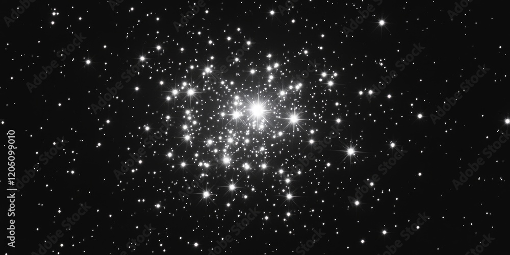 Wall mural star cluster black and white
