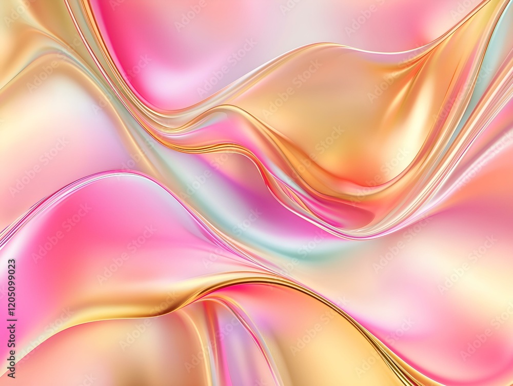 Poster iridescent waves abstract background shimmering pastel waves abstract background