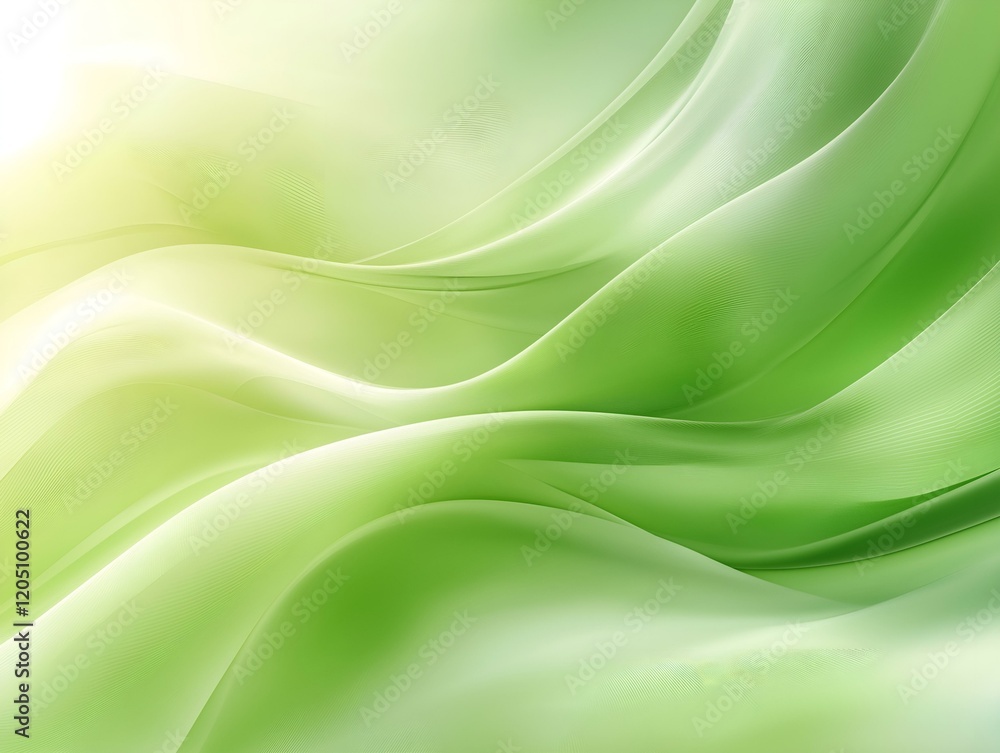 Poster abstract flowing light green waves soft texture subtle light ethereal movement