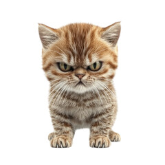 Fototapeta premium A cute yet grumpy-looking kitten with a striped coat and expressive eyes.