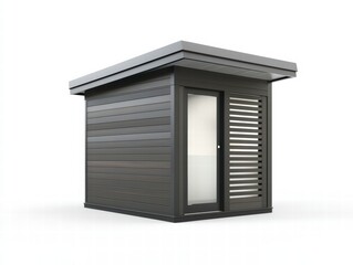 Modern Garden Studio: A sleek, dark gray garden studio with a flat roof and sliding glass door offers a private and stylish retreat for work or relaxation.