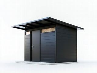 Modern Black Garden Shed: A sleek, contemporary garden shed design in matte black with a flat roof and single door. Ideal for storage or a small workspace.