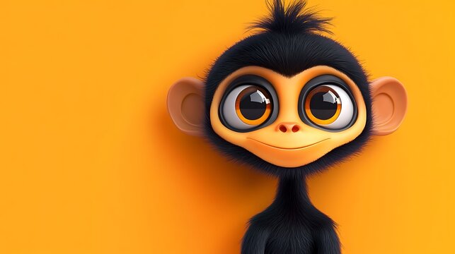 A akee with charming cartoon eyes and a playful expression on a bright orange background