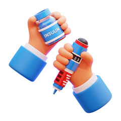 hand holding insulin 3d icon illustration