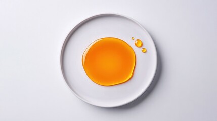Minimalist Scene Featuring a Drop of Honey on a White Plate Background