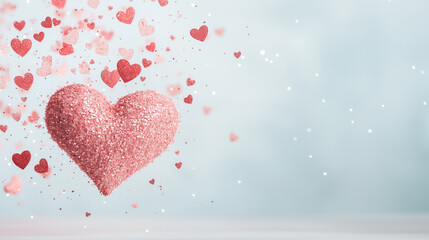 Pink Glitter Heart Valentine's Day: A large, sparkling pink glitter heart takes center stage, surrounded by a flurry of smaller hearts, creating a magical.