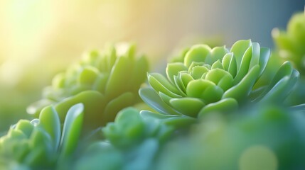 Fototapeta premium Green Succulents Bask in Soft Sunlight