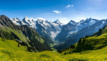 Fototapeta premium Swiss Alps Mountain Range Landscape 