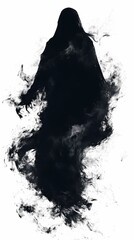 Fototapeta premium Ethereal Shadow: A Ghostly Figure Emerging from Darkness
