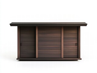 Modern Sliding Door Cabinet: A sleek and contemporary cabinet featuring three sliding doors crafted from rich dark wood, showcasing clean lines and minimalist design.