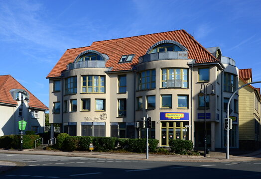 Scene in the Street Neue Strasse in the Town Walsrode, Lower Saxony